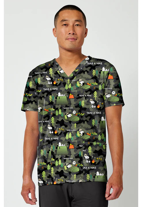 Top con cuello en V y estampado de Snoopy al aire libre para hombre