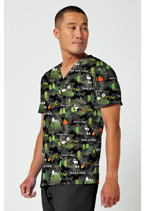 Top con cuello en V y estampado de Snoopy al aire libre para hombre