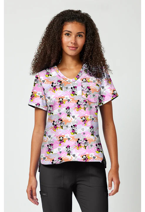 Camiseta estampada de cuello de pico con motivo Friend Frolic