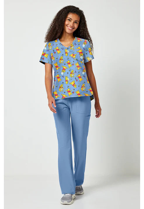 Estampado de blusa médica con cuello en V I Say Honey