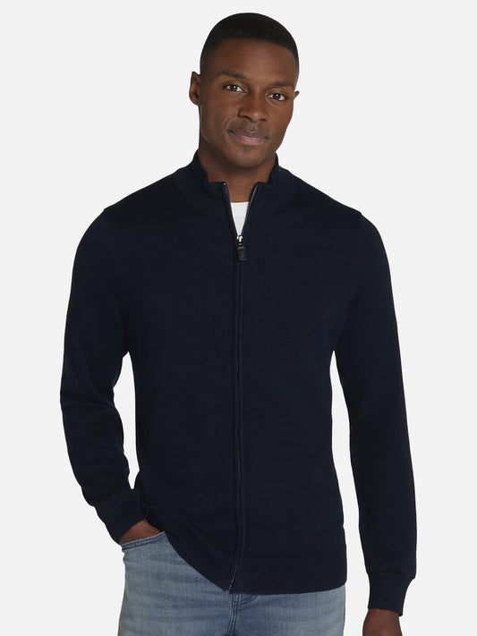 Men's Full Zip Honey Comb Sweater Navy