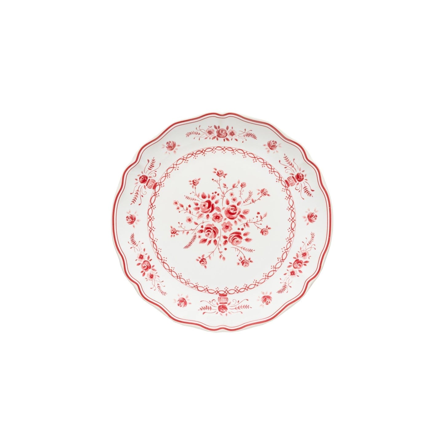 Salad/Dessert Plate, Vila White-Red  8"
