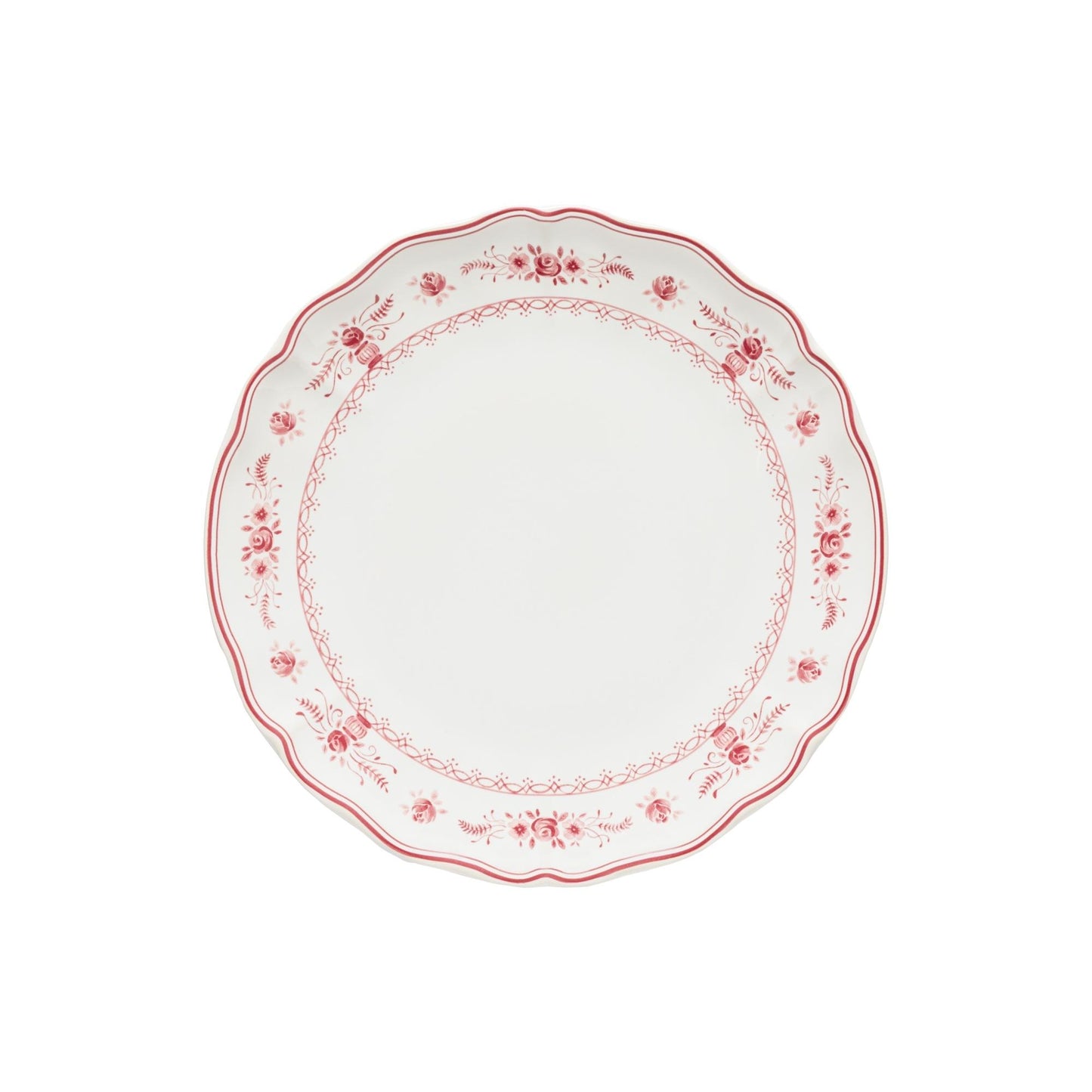 Dinner Plates, Vila White-Red 11"