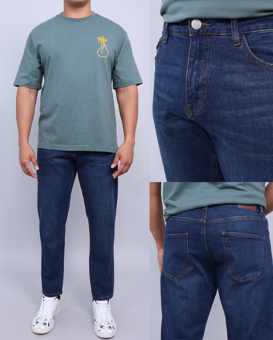 Caballero Pantalon Jeans Relaxed Azul Oscuro