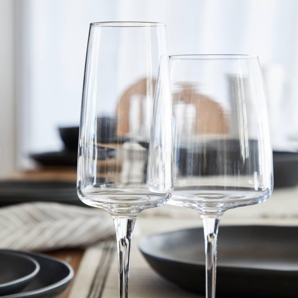 Copa de vino tinto / agua de 16 oz, transparente con diseño de vid