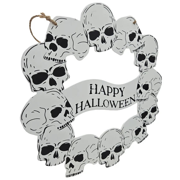 Happy Halloween Hanging Wall Skulls Wreath Decor