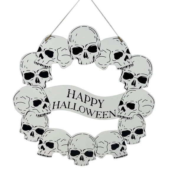 Happy Halloween Hanging Wall Skulls Wreath Decor