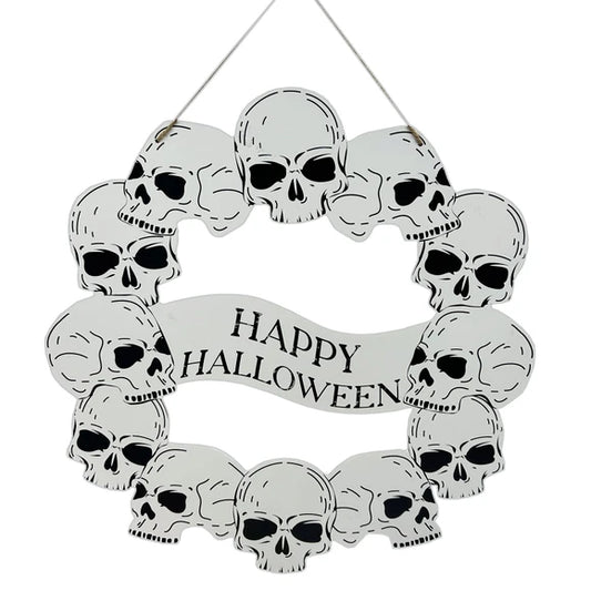 Happy Halloween Hanging Wall Skulls Wreath Decor