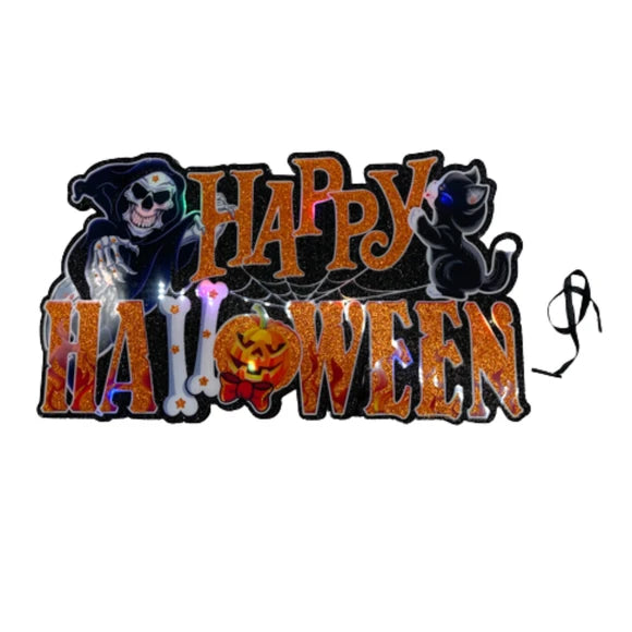 Grim Reaper Happy Halloween LED Core Board Light-Up Hanging Decor
