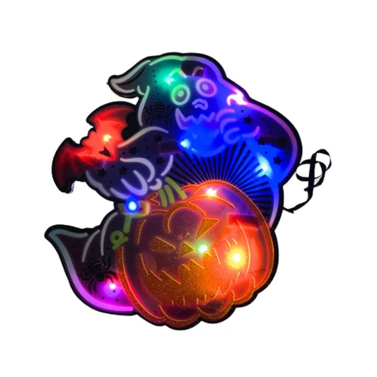 Friendly Ghost with Pumpkin and Bat Core Board LED Light-Up Hanging Party Decor