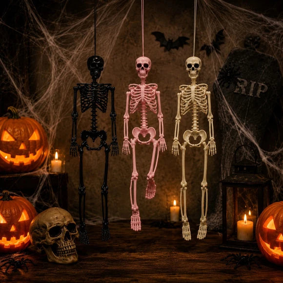 Poseable Halloween Skeleton Prop Decoration Pink