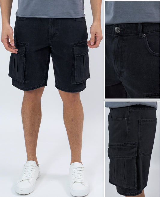 Caballero Bermuda Jeans  Relaxed Negro