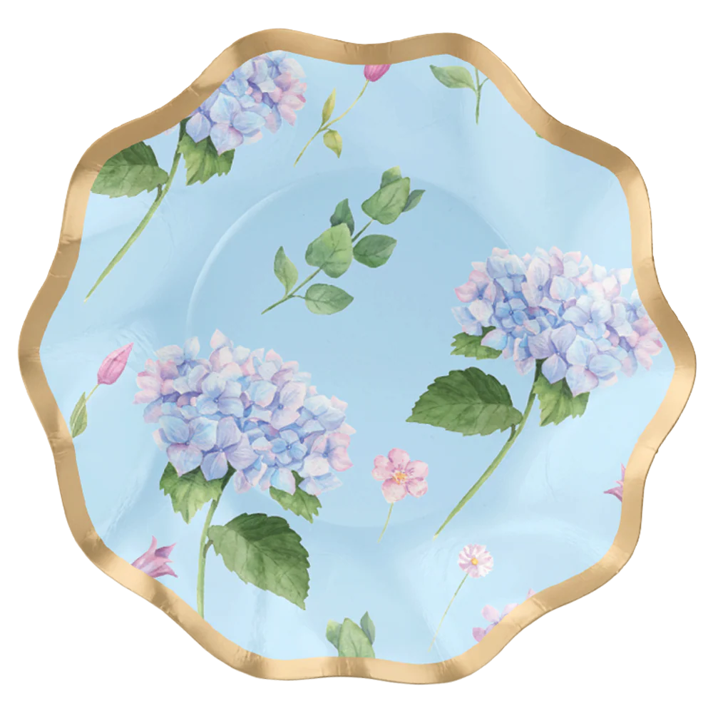 Wavy Appetizer Dessert Bowl  Hydrangeas 6.5"