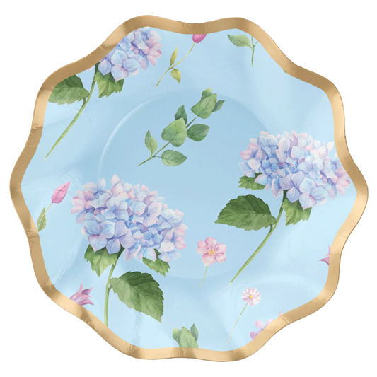 Wavy Appetizer Dessert Bowl  Hydrangeas 6.5"