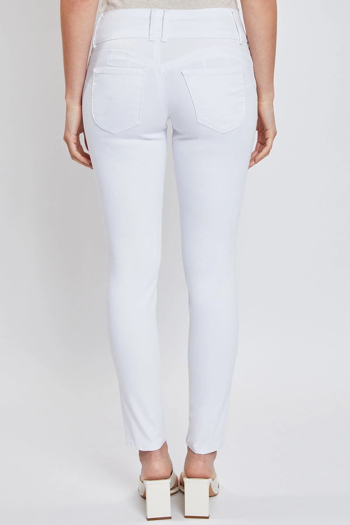 Women's WannaBettaButt 3 Button Skinny Ankle Jeans White