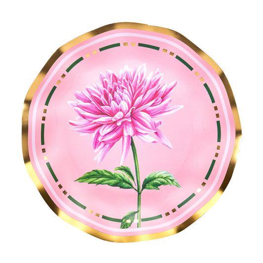 Dahlia Garden Salad Plate 8" Gold Foil