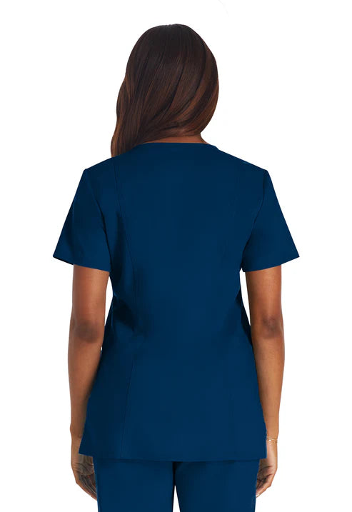 Camisa médica de cuello en V azul marino