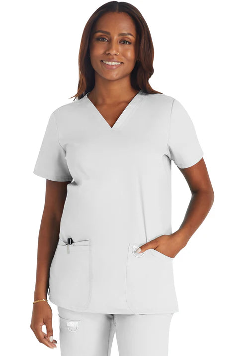 V-Neck Scrub Top White