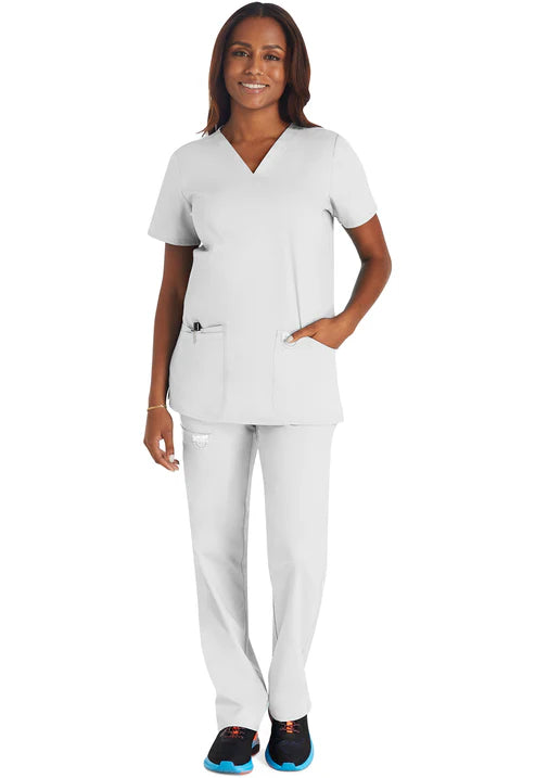 Uniforme médico con cuello en V - blanco