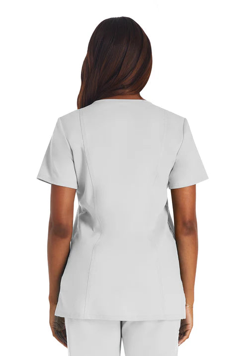 Uniforme médico con cuello en V - blanco