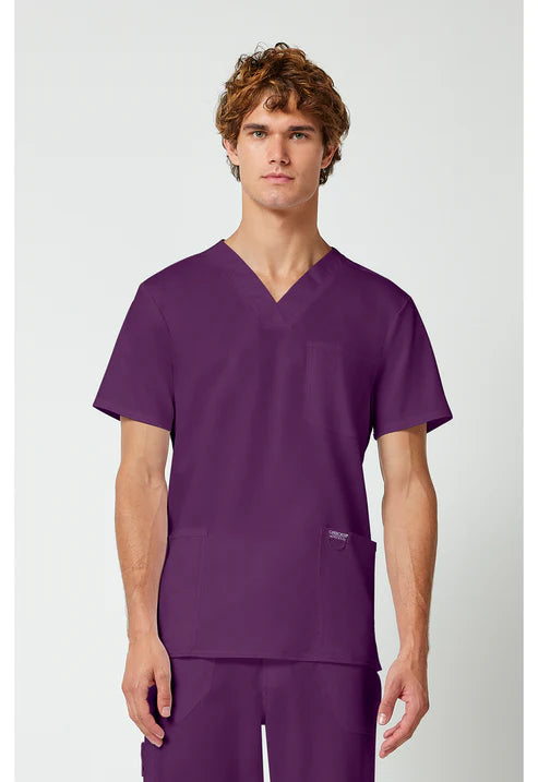 Men's V-Neck Scrub Top Eggplant