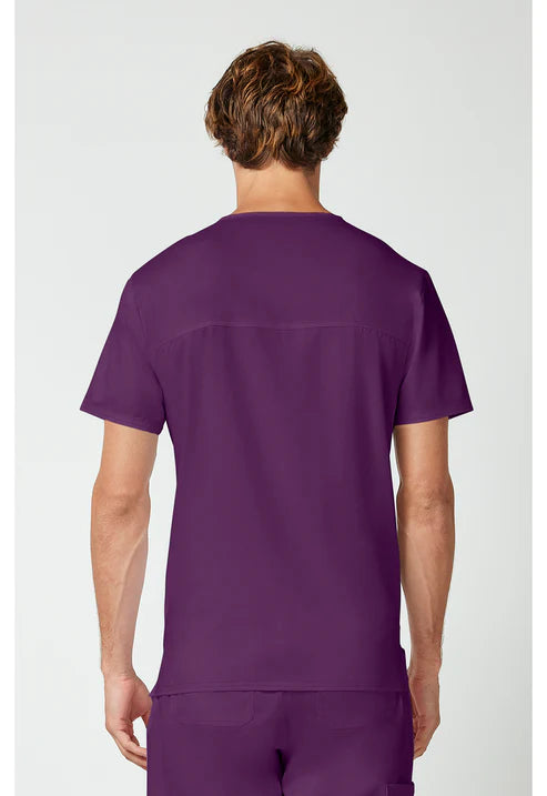 Uniforme médico con cuello en V para hombre - Berenjena
