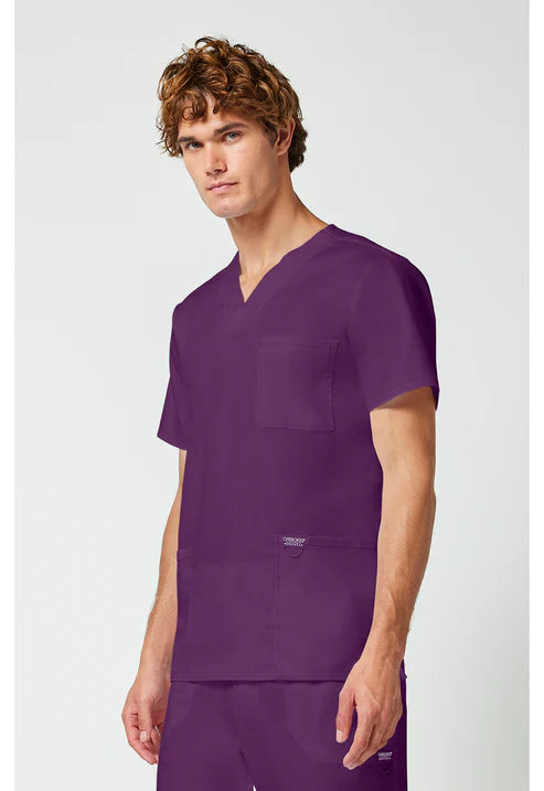 Uniforme médico con cuello en V para hombre - Berenjena