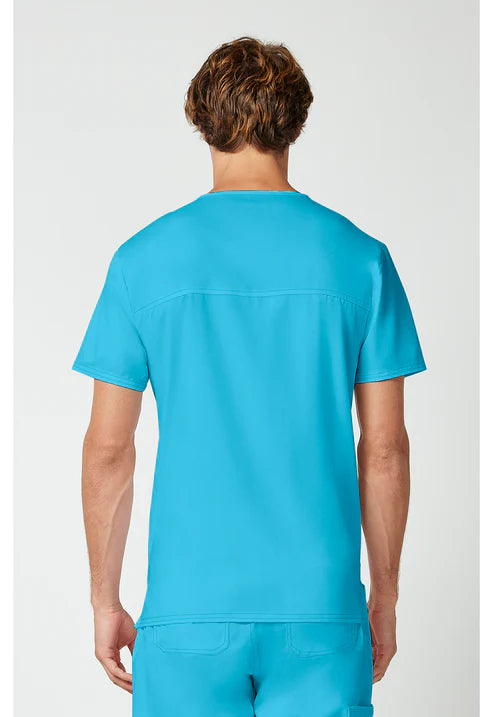 Top de cuello de pico para hombre, turquesa