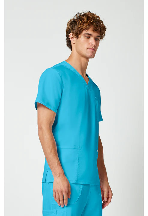 Top de cuello de pico para hombre, turquesa