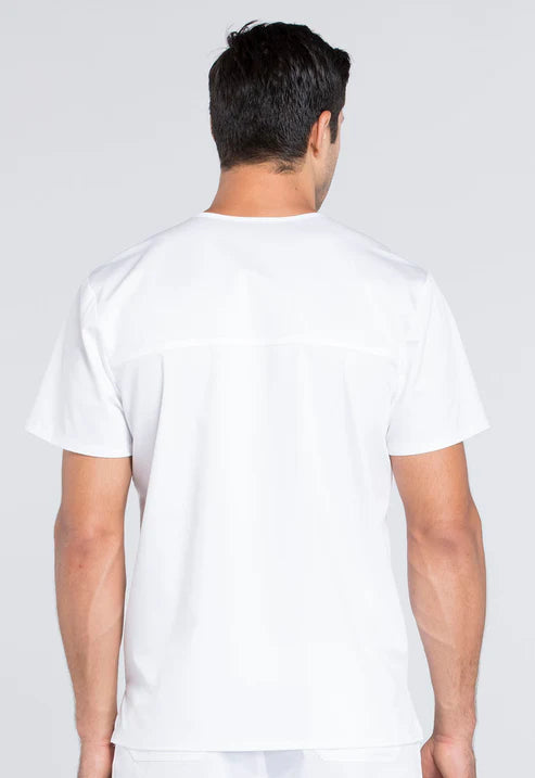 Top de cuello en V para hombre, blanco
