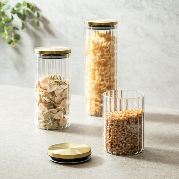 Large Glass Fluted Canister (21cm or 8.3 in)