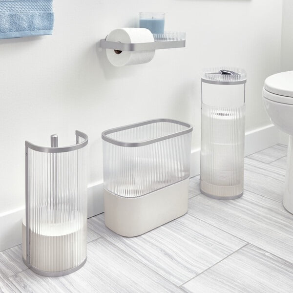 Fluted  Waste Can with Toilet Paper Reserve