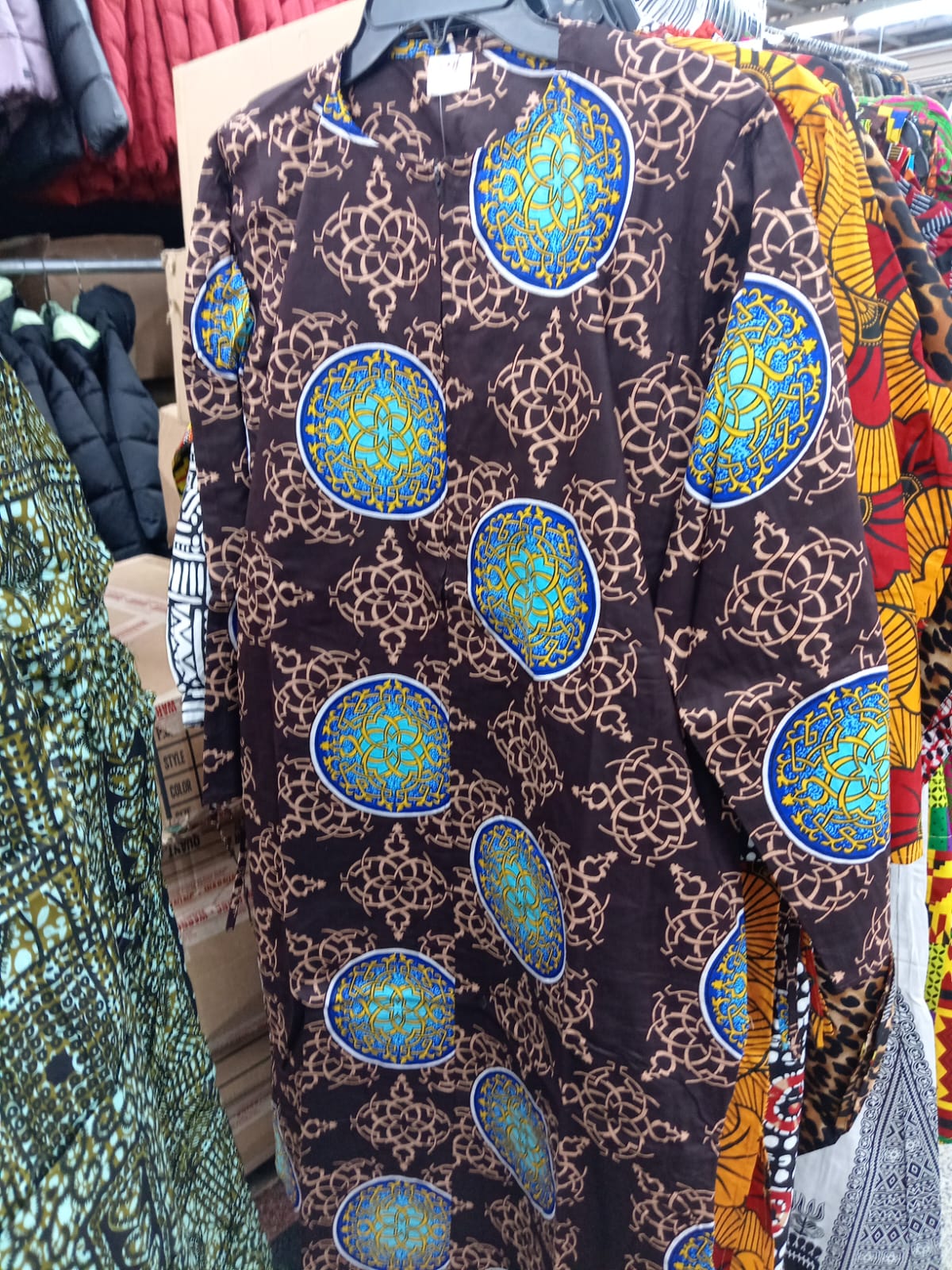 Dress Brown -Blue Print Women - Etnia Negra