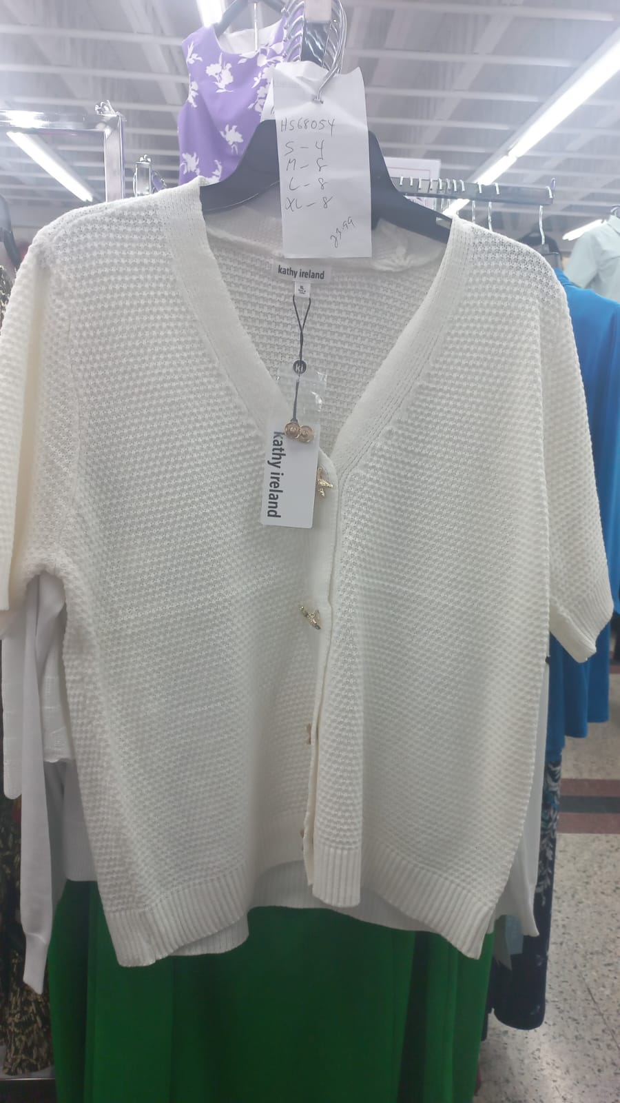 Sleeve Texture Cardigan with Starfish White