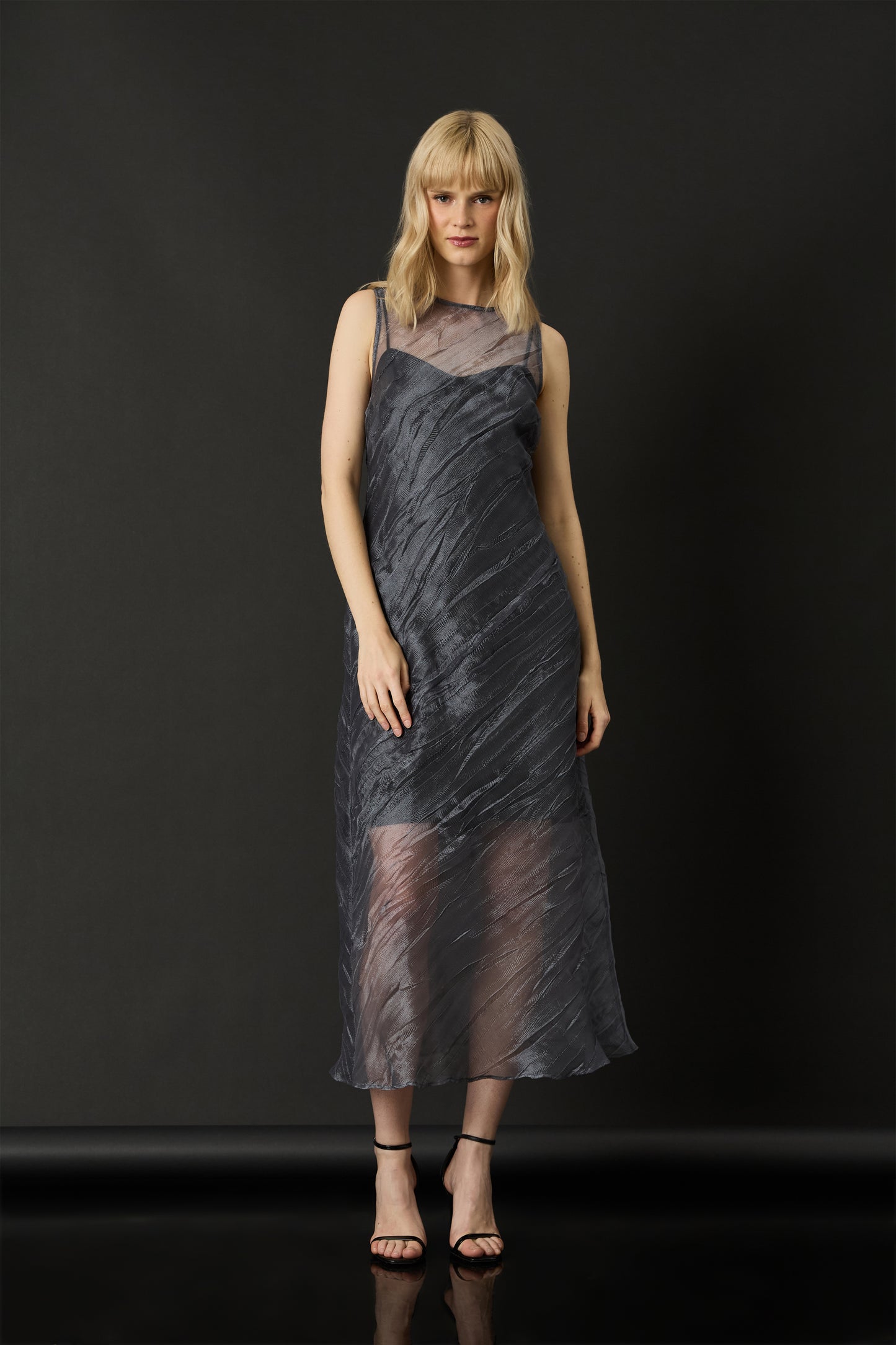 2-piece organza slipdress Grey  - Maggy London