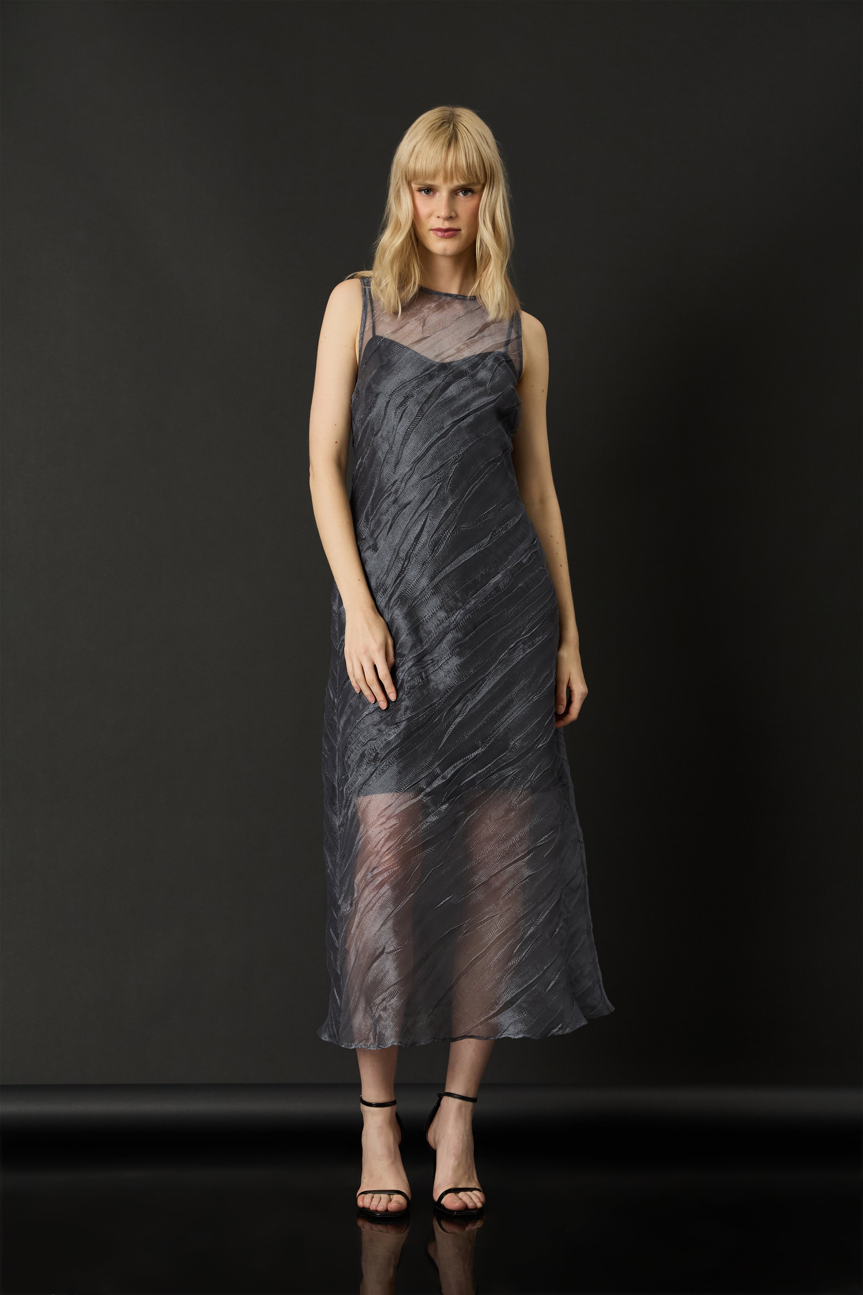 2-piece organza slipdress Grey  - Maggy London
