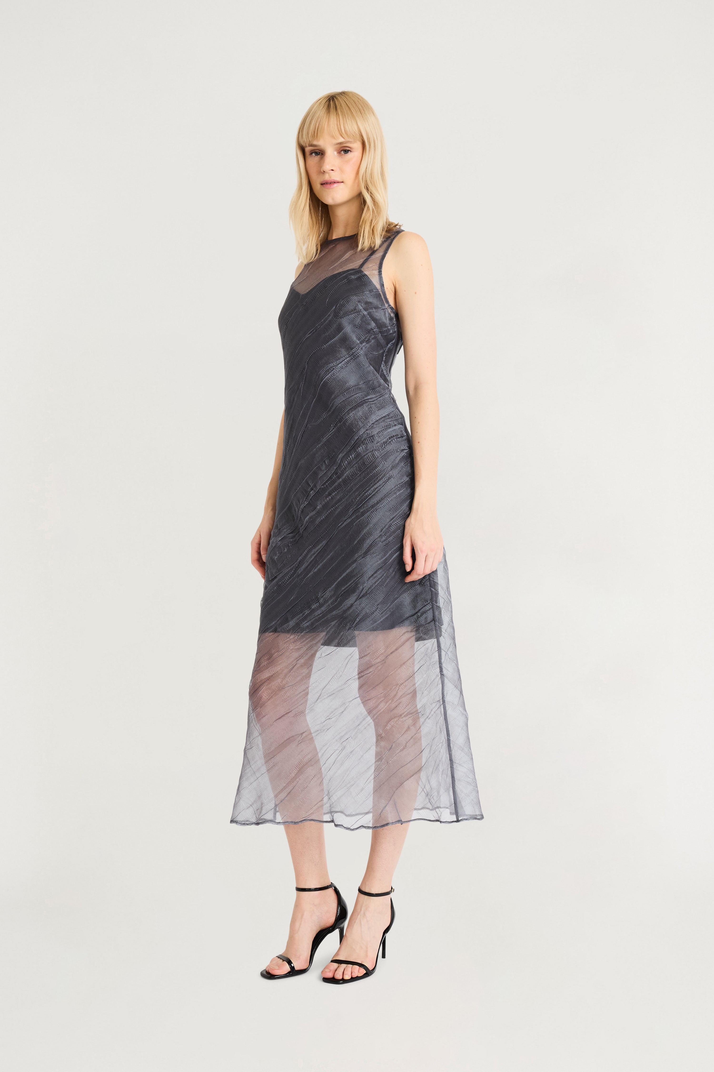 2-piece organza slipdress Grey  - Maggy London
