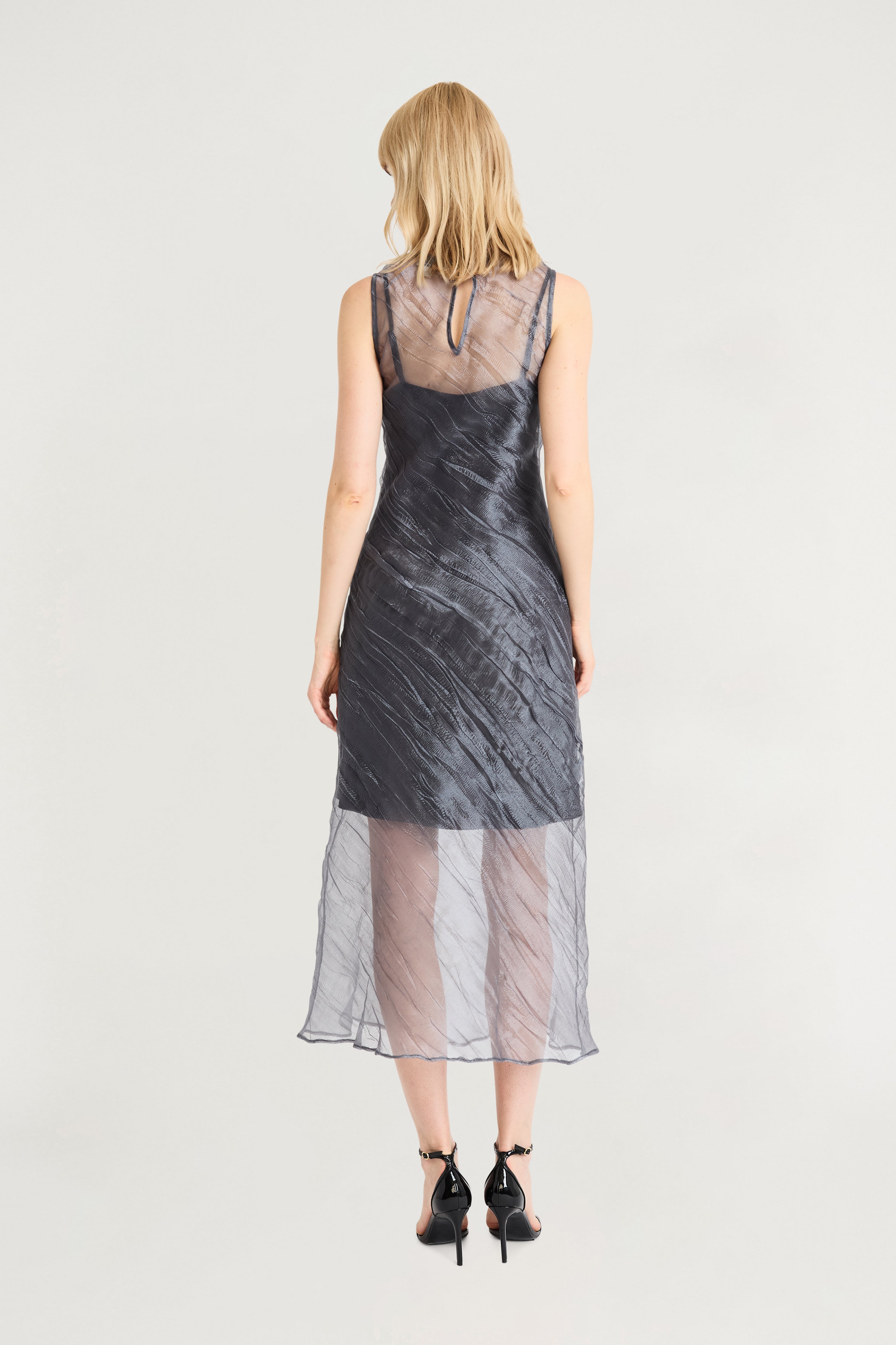 2-piece organza slipdress Grey  - Maggy London