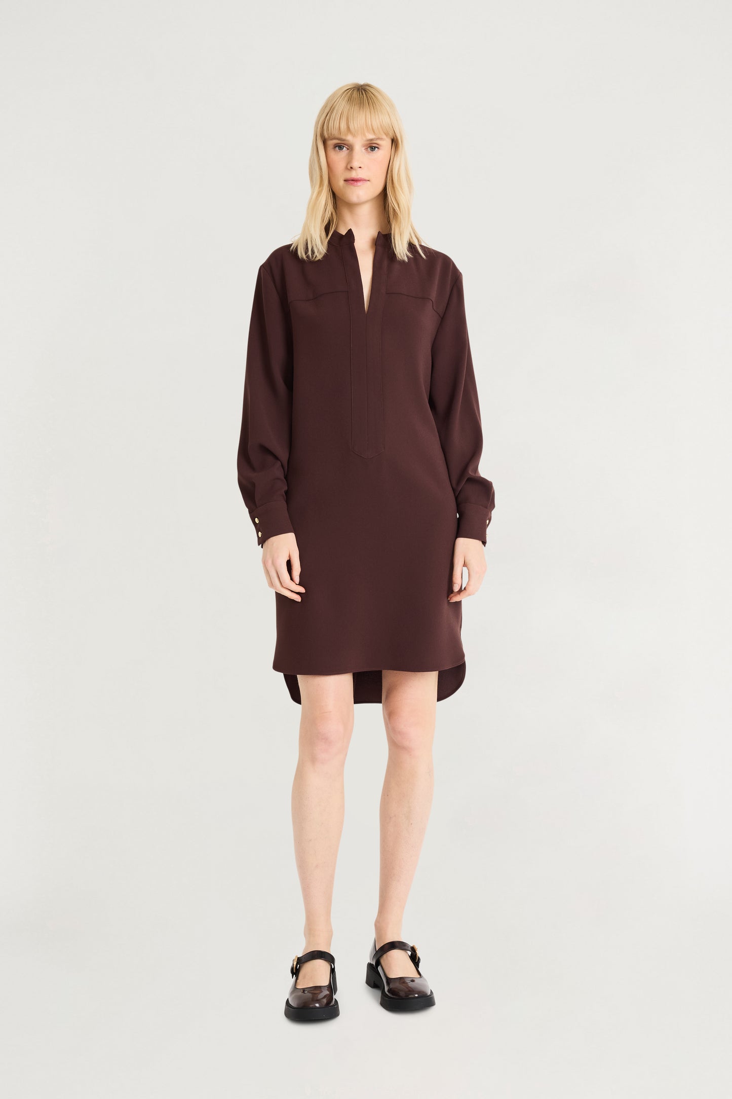 Long Sleeve A-Line Shirt Dress French Roa  - Maggy London