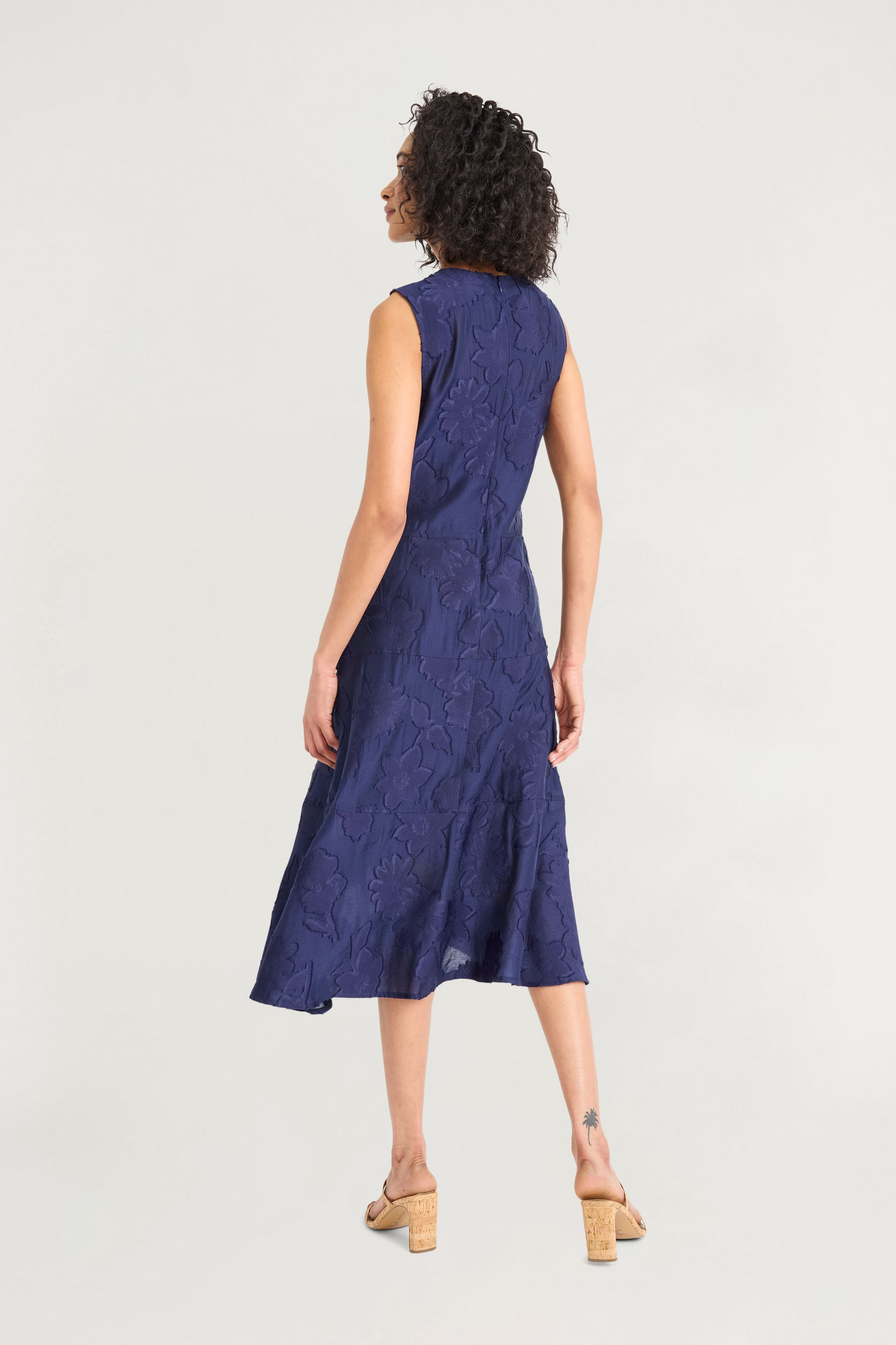 Textured Sleeveless Fit & Flare Midi Dress Evening Blue - Maggy London