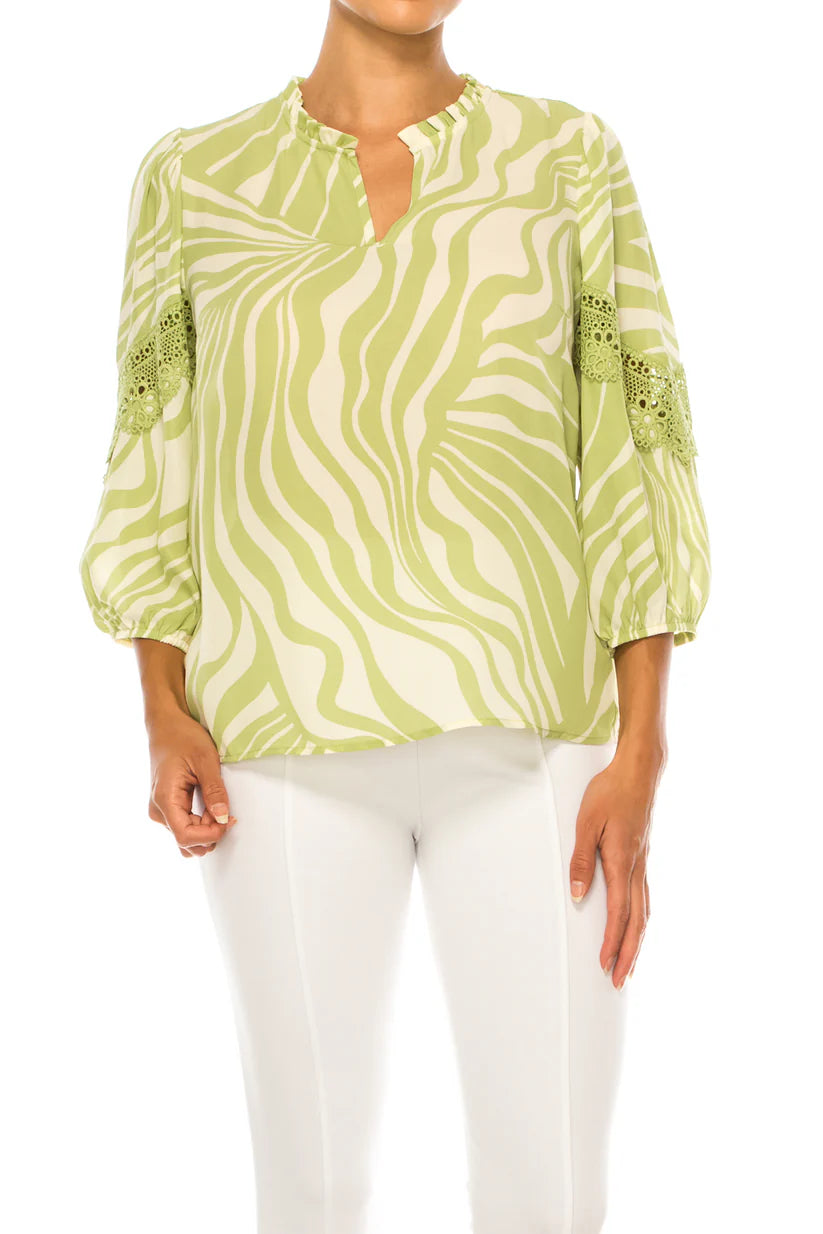 3/4 Multi Print Swing Top Ecru/Margarita - Zac & Rachel