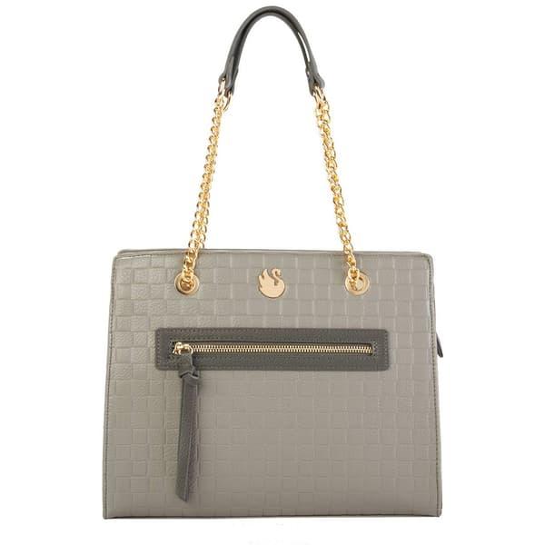 Satchel Bag with Top Zipper Grey