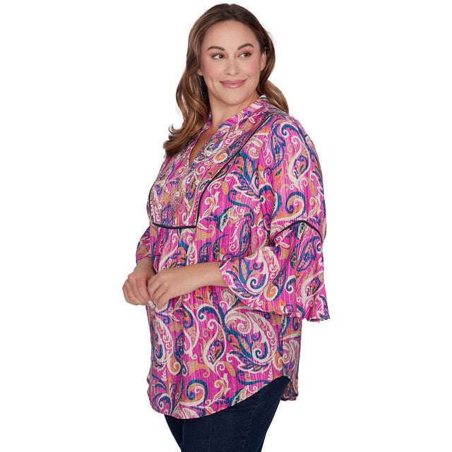 Plus Tapestry Paisley Voile Top Dahlia Multi - Ruby Rd