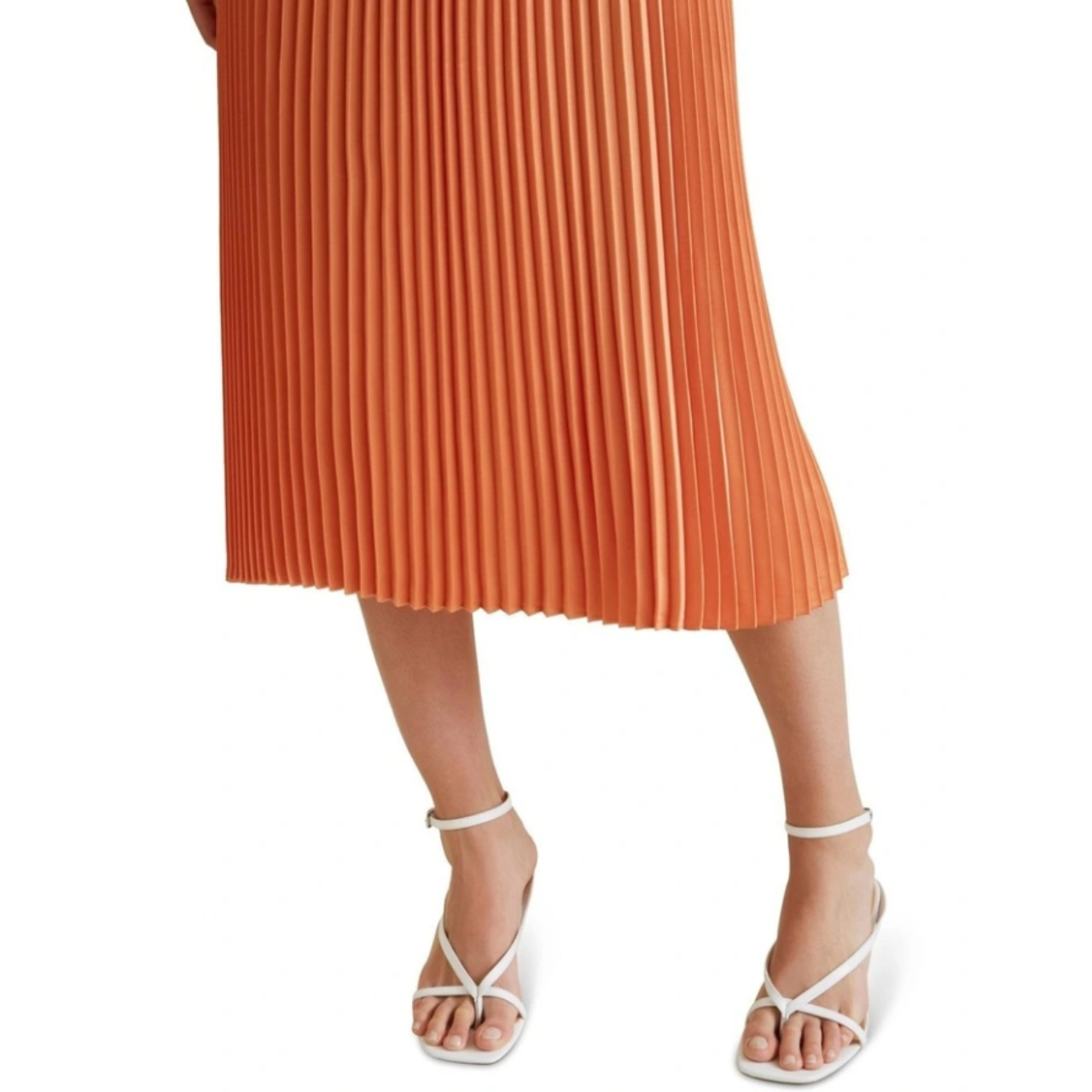 Ladies Solid 36" Pleated Skirt Orange - Liz & Lilli