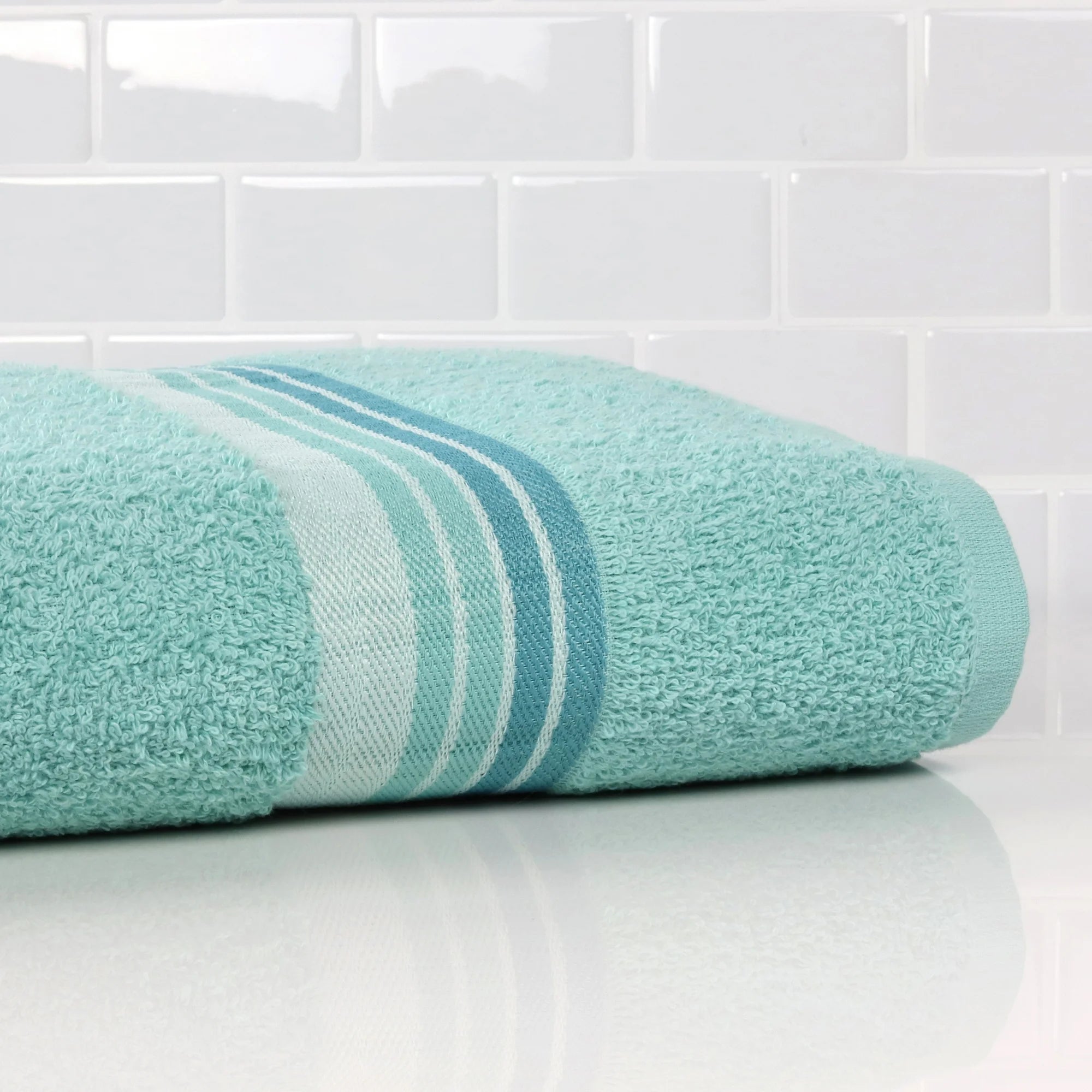 Bath Towel Ombre Stripe Clearly Aqua 27x52