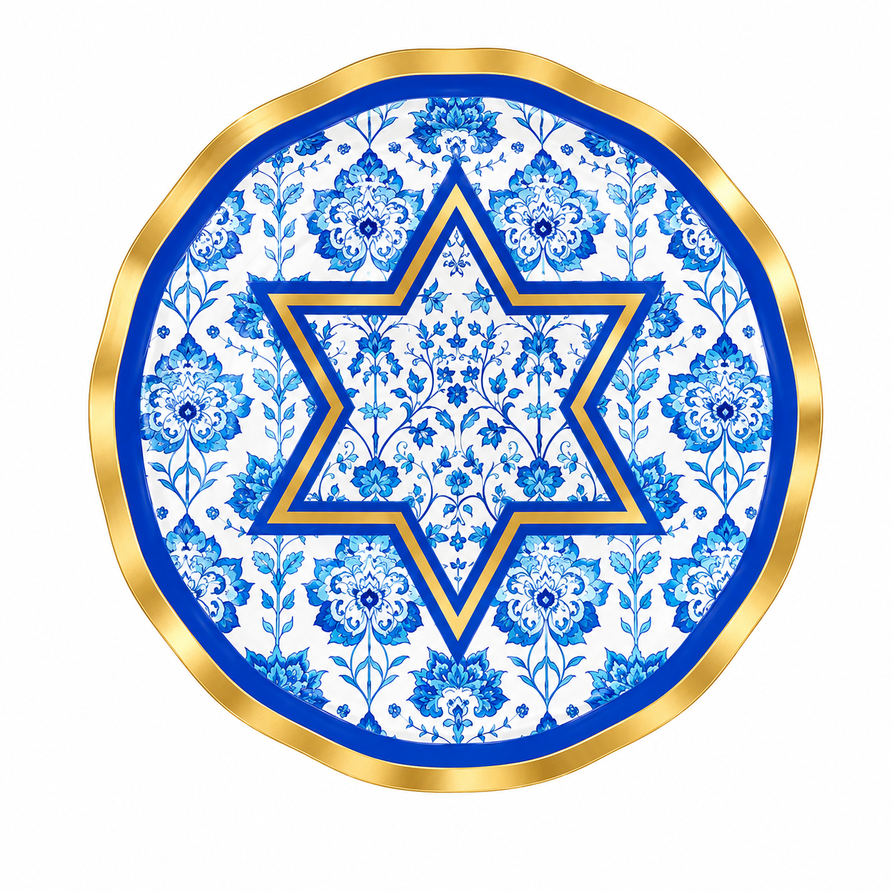 Wavy Dinner Plate Hanukkah Toile 10.5"