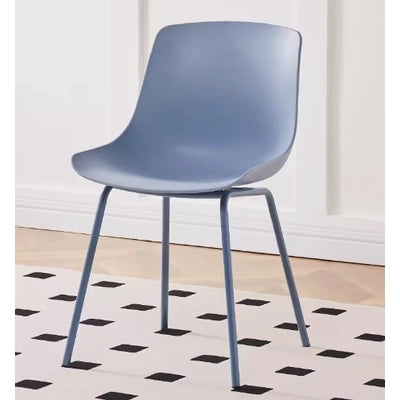 Nordic Style PP Plastic Dining Chair with Metal Frame Blue