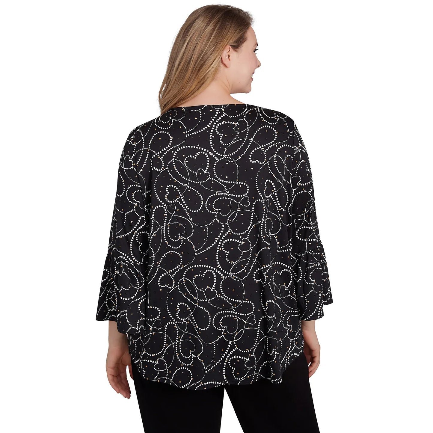 Plus Abstract Hearts Dew Drop Knit Top Black Multi - Ruby Rd