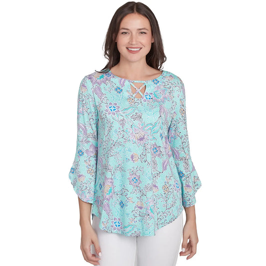 Metallic Floral Puff Print Knit Top Julep Multi - Ruby Rd
