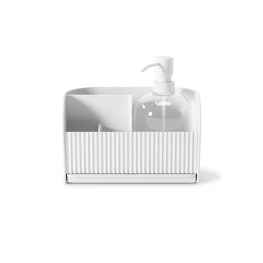 Sling Sink Caddy With Soap Pump White
